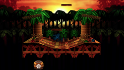 Kongo Jungle, in Super Smash Bros. for Nintendo 64 (top), Super Smash Bros. Melee (top-middle), Super Smash Bros. for Wii U (bottom-middle), and Super Smash Bros. Ultimate (bottom)