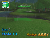 Hole 13 of Lakitu Valley from Mario Golf: Toadstool Tour.