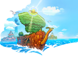 Artwork of Shipshape Island from Mario & Luigi: Brothership