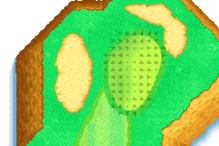 The green from Hole 18 of the Mushroom Course from Mario Golf: Advance Tour