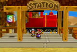 Mario and Bombette at Mt. Rugged's train station