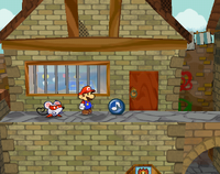 The Attack FX B (Paper Mario: The Thousand-Year Door) outside the Lovely Howz of Badges