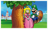 Luigi and Peach sitting on the Tail Tree.