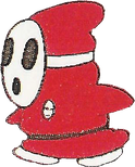 Artwork of "Shyguy - Red" from the Super Mario Bros. 2 manual (pg. 23)