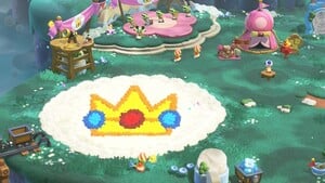 The decorations for Camp Central after using a Peach amiibo in Super Mario Bros. Wonder – Nintendo Switch 2 Edition + Meetup in Bellabel Park