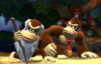 Donkey Kong and Cranky Kong in Donkey Kong Country: Tropical Freeze.
