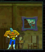 The picture resembling Tall, Tall Mountain's painting in Guacamelee! 2