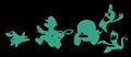 Green silhouettes of Luigi and the ghosts