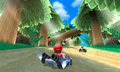 Mario and Luigi racing in a forest.