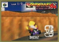 One of the Mario Kart 64 Collectible Trading Cards.