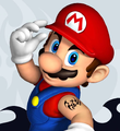 Mario with the Tribal edition tattoo for the Game Boy Advance SP ad