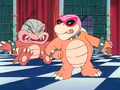 Bully Koopa isn't convinced Hugo is a threat and elbows Big Mouth