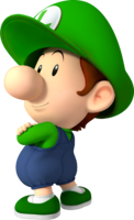 Artwork of Baby Luigi from Mario Kart Wii (also used in Mario Super Sluggers and Mario Kart Tour)