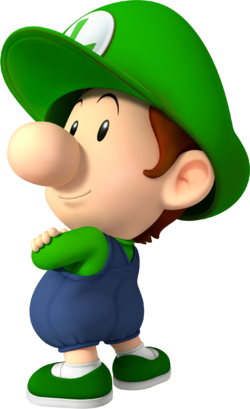 Artwork of Baby Luigi from Mario Kart Wii (also used in Mario Super Sluggers and Mario Kart Tour)