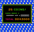 The results screen after the player collects 25 coins in the Super Mario Bros. 3 part of the game