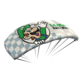 The Luigi Raceway badges and the Luigi Parafoil in Mario Kart Tour