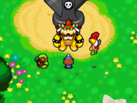 Bowser meeting Private Goomp, Corporal Paraplonk and Sergeant Guy in Dimble Wood