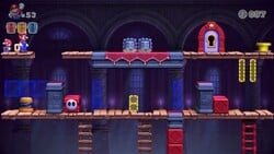 Screenshot of Spooky House Plus level 5-5+ from the Nintendo Switch version of Mario vs. Donkey Kong