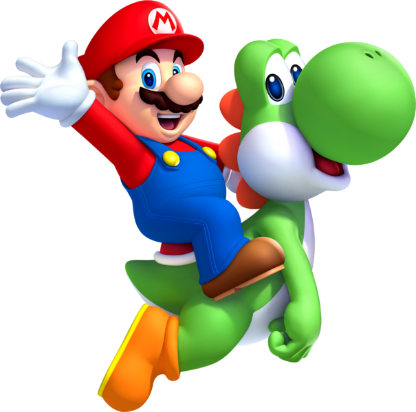 File:NSMBU Mario and Yoshi Jumping Artwork.png