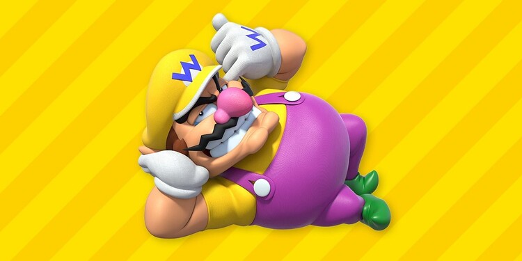 Artwork of Wario shown with the second question of the Wario Personality Quiz.