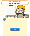 Wario with a blank canvas