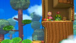 A Transformation Door in Bounceabout Woods, from Yoshi's Woolly World.