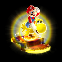 Artwork of Mario on Bulb Yoshi in Super Mario Galaxy 2