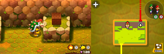 Third block in Bumpsy Plains of Mario & Luigi: Bowser's Inside Story + Bowser Jr.'s Journey.