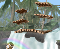 A view of Kongo Jungle from Super Smash Bros. Melee.