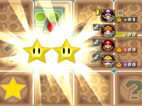Mario about to get double stars in Card Party in the game Mario Party 5.