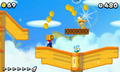 Mario in the sky with a golden Hammer Bro.