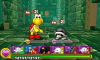Screenshot of World 3-Tower, from Puzzle & Dragons: Super Mario Bros. Edition.