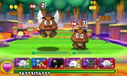 Screenshot of World 5-3, from Puzzle & Dragons: Super Mario Bros. Edition.
