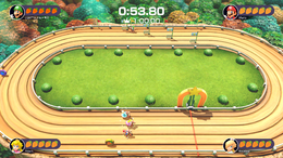 Luigi loses by doing absolutely nothing in Rockin' Raceway in Mario Party Superstars.