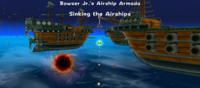 Screenshot from the introductory cinematic sequence to Bowser Jr.'s Airship Armada.