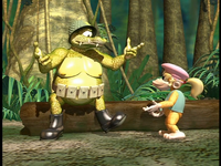 Dixie Kong encounters a saddened General Klump.