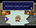 Goombella becomes the first member to Mario in the center of Rogueport.