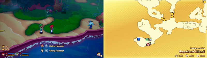 First hidden block in Raynforst Island from Mario & Luigi: Brothership.