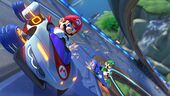 Mario racing along the track in the P-wing