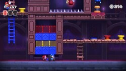 Screenshot of Spooky House level 5-6 from the Nintendo Switch version of Mario vs. Donkey Kong