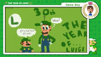 The Year of Luigi art submission created by Miiverse user Game Boy and selected by Nintendo