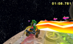 Yoshi about to fall on the moon portion