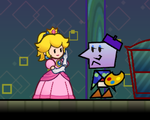 Bleu giving Peach a ponytail in Super Paper Mario.