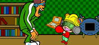 Scene from the prologue of 9-Volt & 18-Volt: 9-Volt shows 18-Volt his Game & Watch