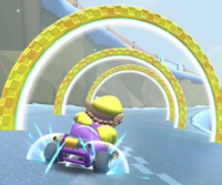 Thumbnail of the Wario Cup challenge from the Ice Tour; a Ring Race challenge set on DS DK Pass (reused as the Waluigi Cup's bonus challenge in the 2023 New Year's Tour)