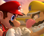 Mario and Wario staring at each other