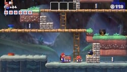 Screenshot of Mystic Forest level 7-mm from the Nintendo Switch version of Mario vs. Donkey Kong