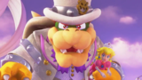 Bowser in a tuxedo with Princess Peach.