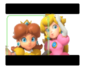 Official LINE sticker from the Super Mario series, featuring Peach and Daisy taking a selfie together.