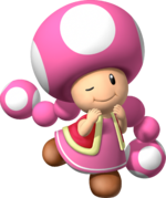 Artwork of Toadette in Mario Party 7 (also used in Mario Party DS, Mario Kart Wii and Mario Super Sluggers)